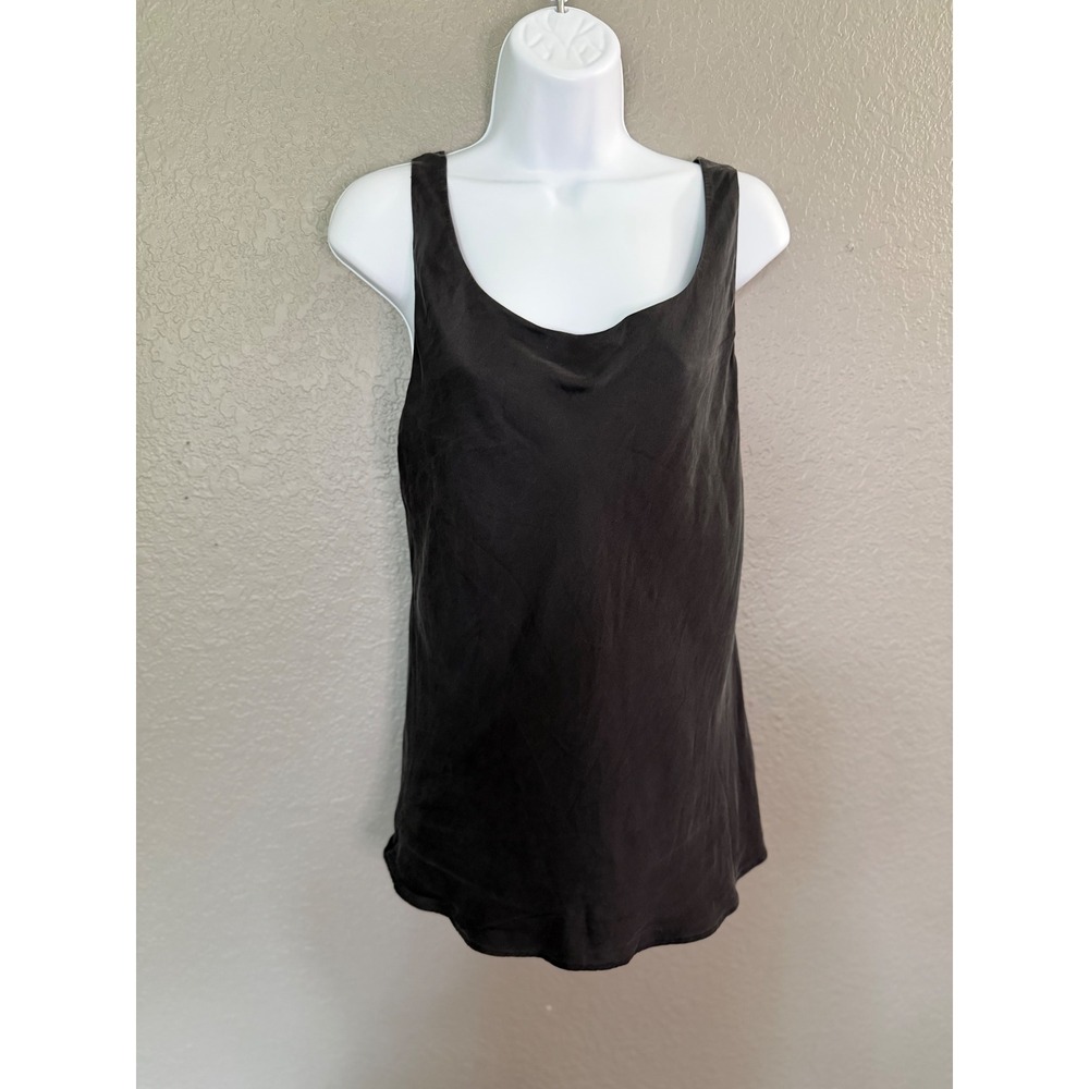 Lafayette 148 New York Black 100% Silk Cowl Neck Tank Top SZ 10 Blouse Luxury